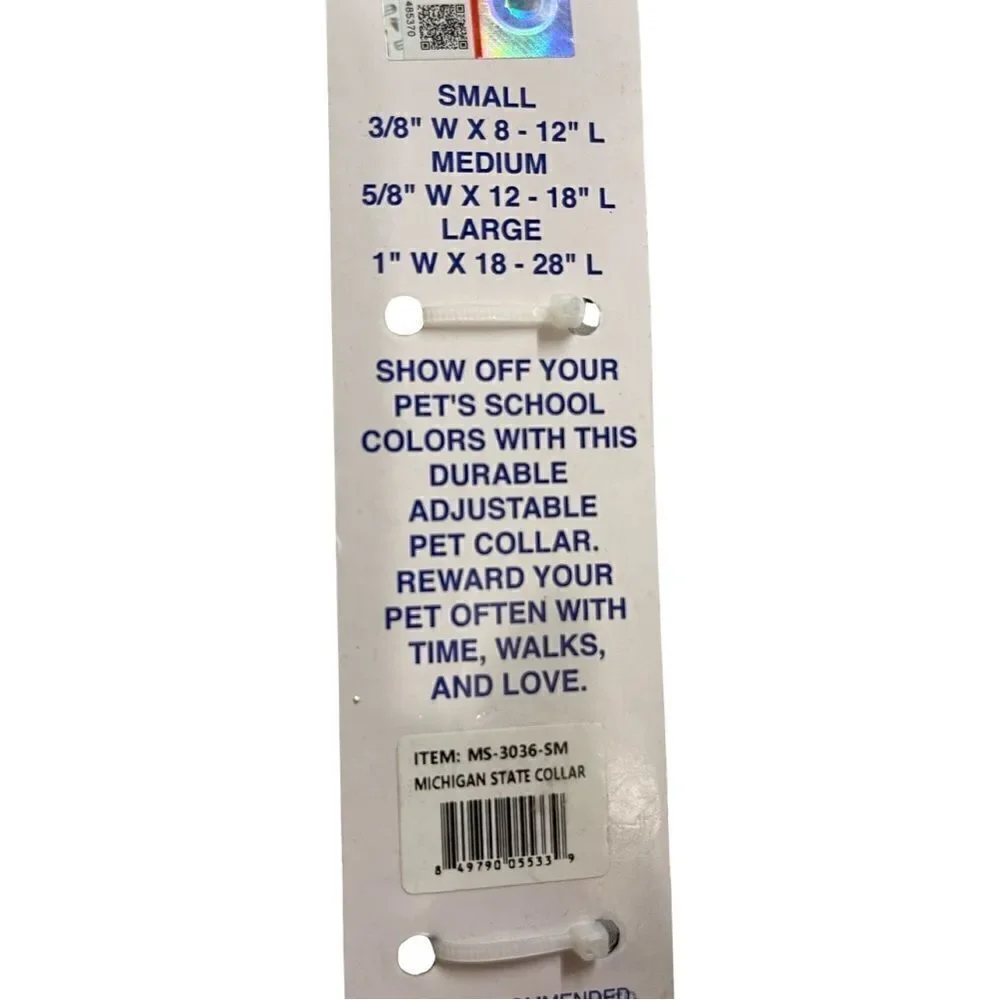 Pets First Collegiate Pet Dog Collar Michigan State Spartans Small NWT